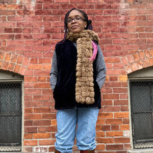 1990s Navy Blue Beaver Fur Vest | Medium | Vintage VTG